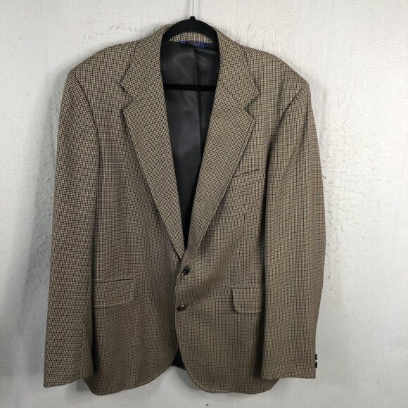 Vintage Pendleton Blazer Mens 42L Brown Houndstooth Wool Sport Coat Jacket - Picture 1 of 16